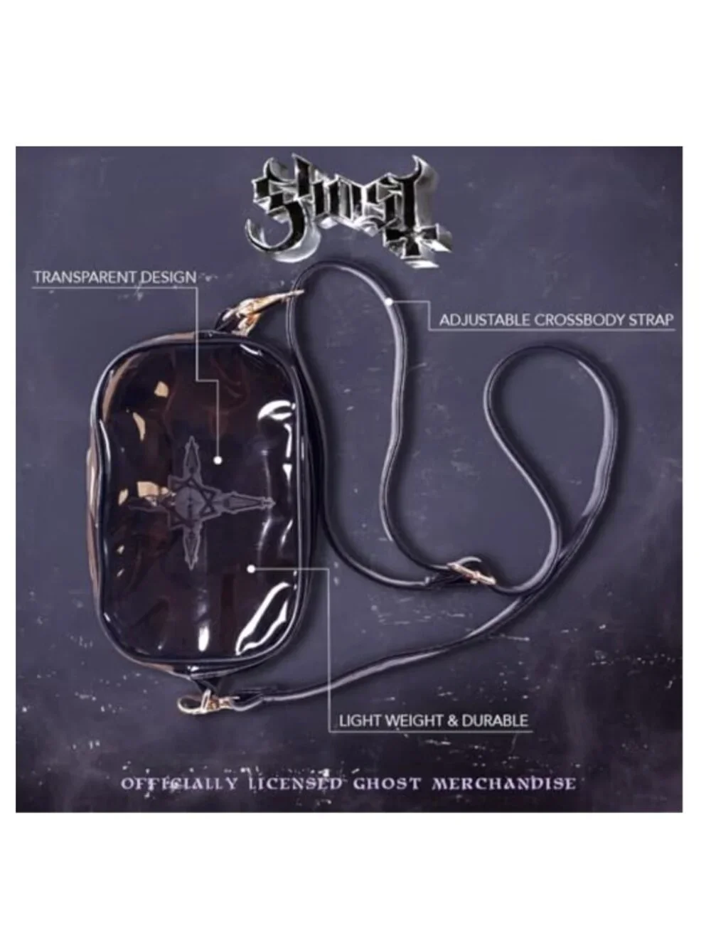 Clear PVC Crossbody Bag with Adjustable Strap, Concert Essential